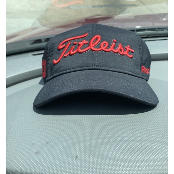 TITLEIST GOLF FJ PRO V1 Cap Hat Black Adjustable Red Embroidery Golfing Cap - Picture 5 of 5